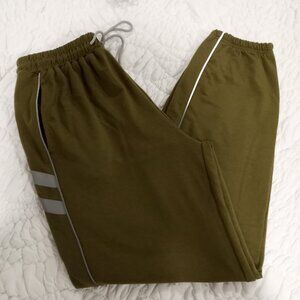 NO LABEL OLIVE JOGGERS WITH SILVER STRIPING DETAIL WOMEN SIZE M